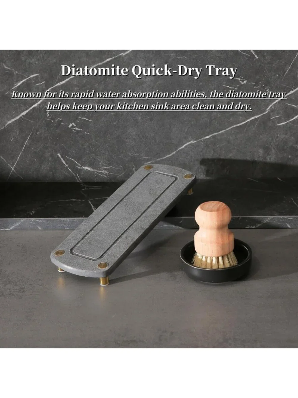 Stylish Soap Dispenser Set with Stainless Pumps, Dry Tray & Dish Scrub Brush